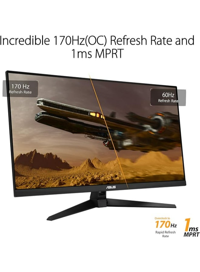 TUF Gaming 31.5” 1440P HDR Monitor (VG32AQA1A) - QHD (2560 x 1440), 144Hz, 1ms, Extreme Low Motion Blur, FreeSync Premium, DisplayPort, HDMI, HDR-10, Shadow Boost, VESA Wall Mountable Black