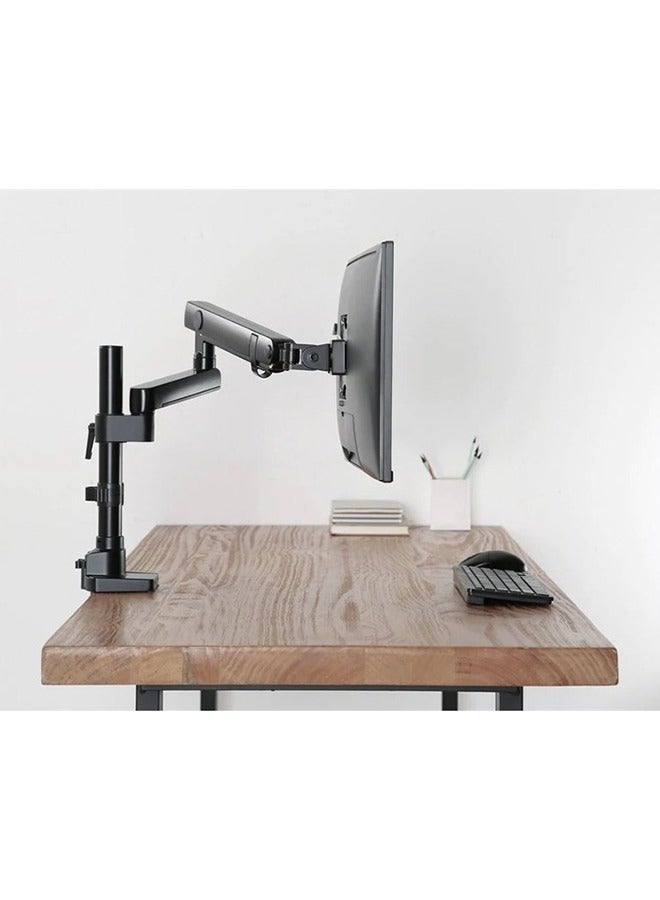 Single Slim Pole Mounted Spring Assisted Monitor Arm | TM-20-C06P Black