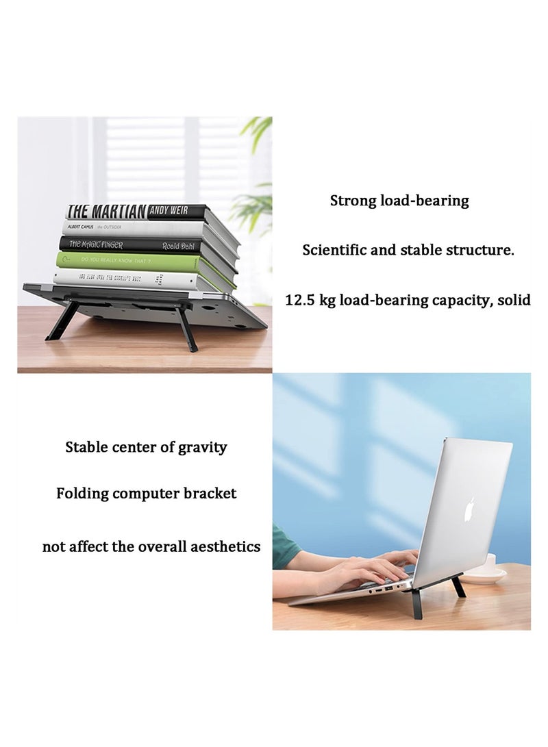 Adjustable Laptop Stand, Foldable Laptop Holder Ergonomic Notebook Stand, Lightweight Laptop Suitable for Home Office, Self-Adhesive (Black)