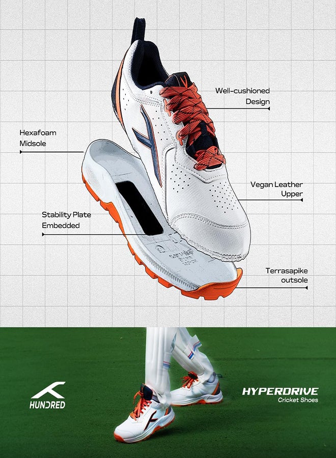 Hyperdrive - Cricket Shoe - White/Navy/Orange (Uk 12) (Hkfs-4M024-3-12)