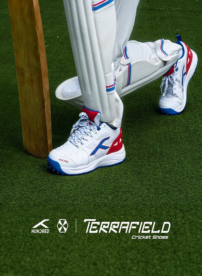 Terrafield - Cricket Shoe - White/Blue/Red (Uk 7) (Hkfs-4M026-1-7)