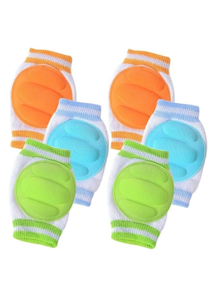 3 Pairs Baby Knee Pads for Crawling - Adjustable Breathable Waterproof Safety Protector, Anti-Slip Elastic Knee Elbow Pads Cushion for Babies, Toddlers, Infants, Boys, Girls, Kids