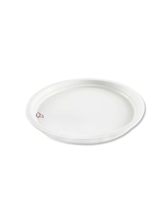 Porcelain Ivory Rim Stackable Plate with Logo 9 Inch