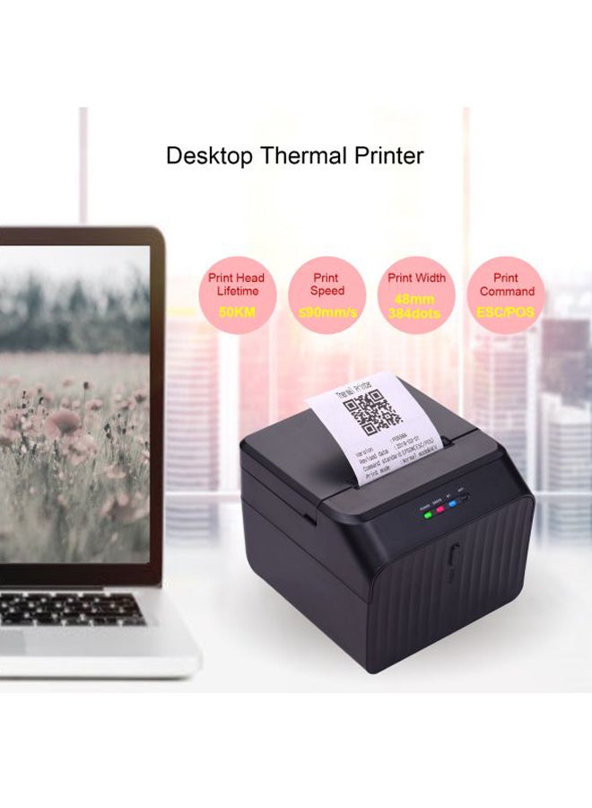 Thermal Desktop Receipt Printer 11x11.5x9cm Black