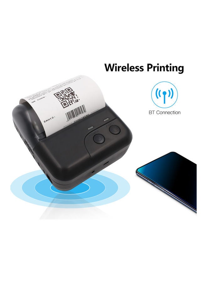 Mini Portable Thermal Wireless Receipt Printer USB BT Connection Support ESC/POS Command Compatible With Windows Android iOS For Supermarket Store Restaurant Black