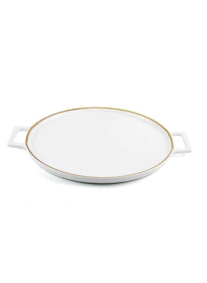 Mocha Porcelain Pizza Plate 39x32 cm