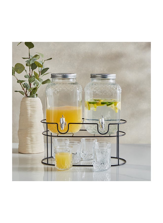 Coolers 9-Piece Glass Dispenser Set 37.6 x 41.6 x 17.8 cm