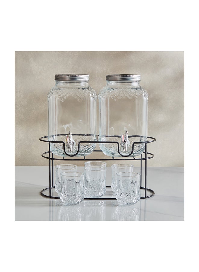 Coolers 9-Piece Glass Dispenser Set 37.6 x 41.6 x 17.8 cm