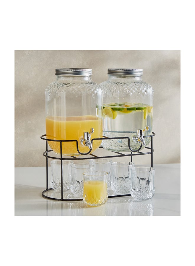 Coolers 9-Piece Glass Dispenser Set 37.6 x 41.6 x 17.8 cm