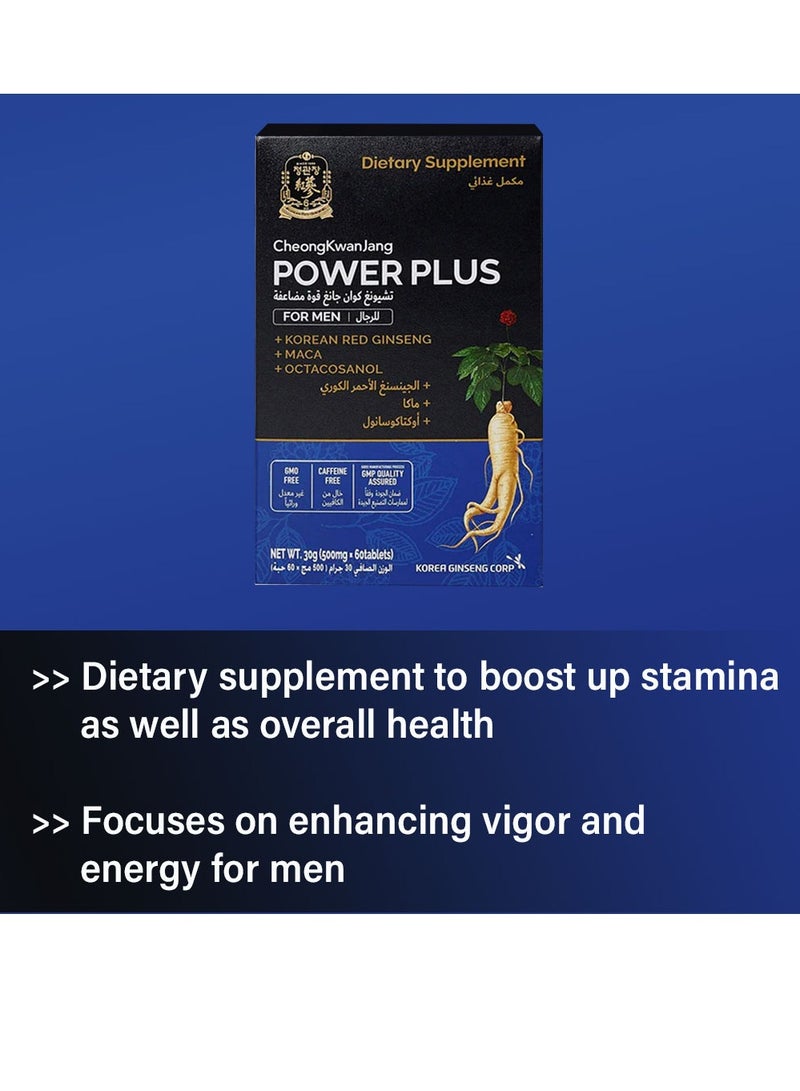 Power Plus Korean Red Ginseng + MACA + Octacosanol Tablet 500mg For Men 60's