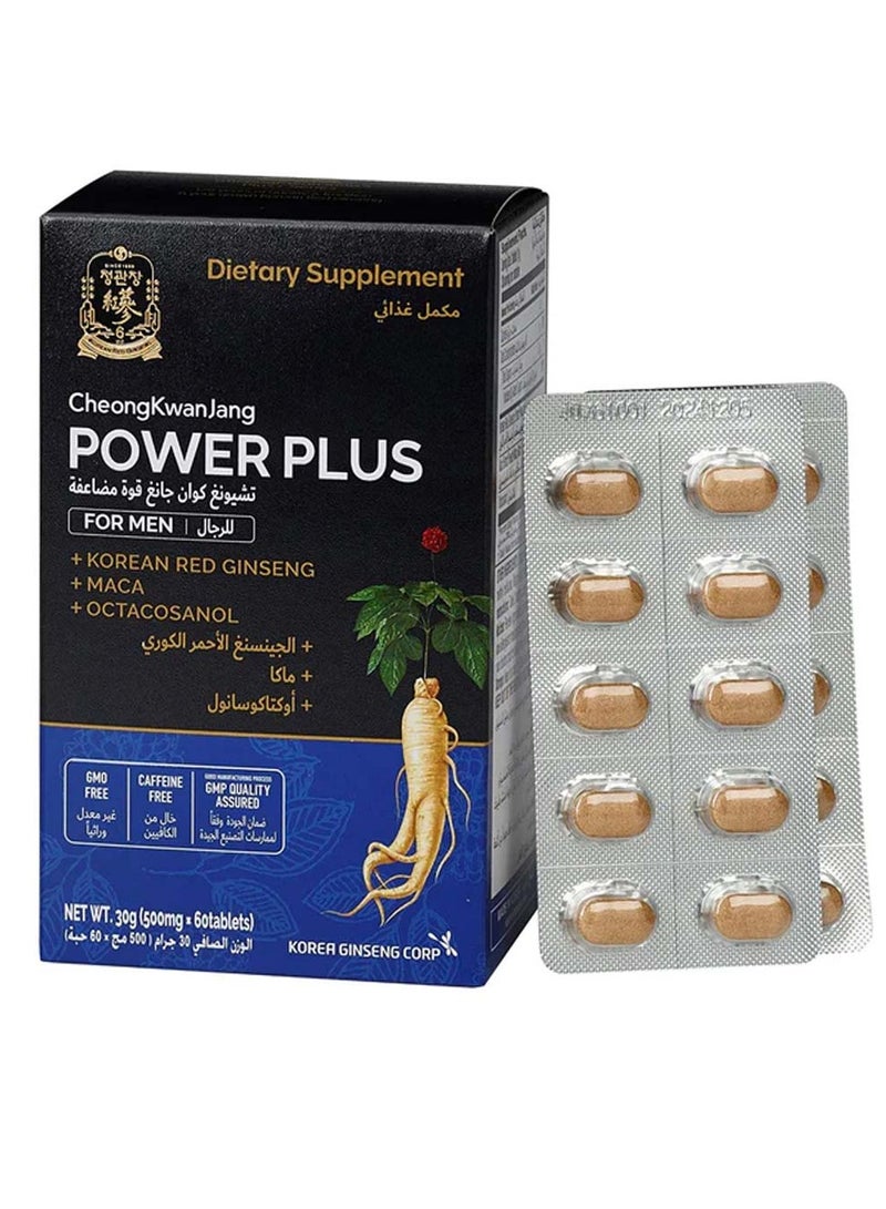 Power Plus Korean Red Ginseng + MACA + Octacosanol Tablet 500mg For Men 60's