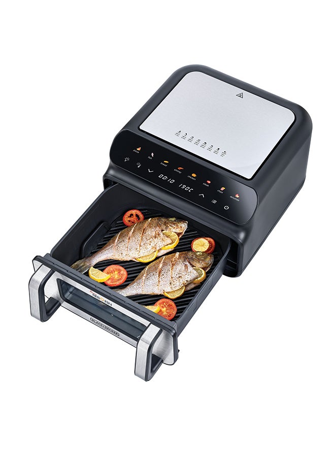 5-in-1 Pizza Grill Aerofry Oven, 10.5L, LED Touch Panel, 8 Presets, 80-230°C Adjustable Temp, 60-Min Timer, Preheat Function, 10