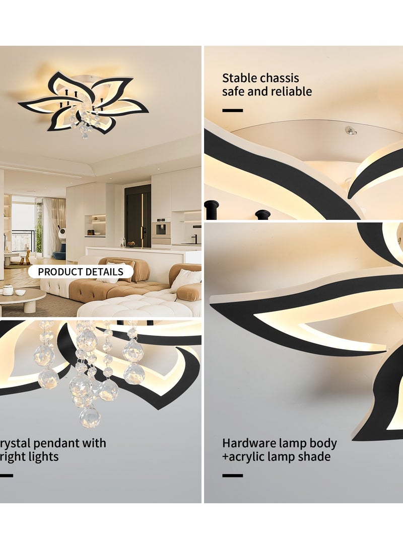 Modern Black Crystal LED Embedded Ceiling Light With Remote Control is Suitable For Living Room  Bedroom  Dining Room And Children's Room Lights