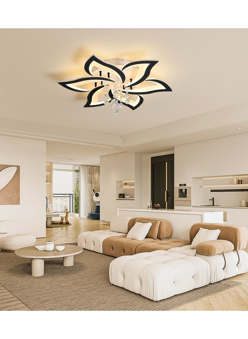 Modern Black Crystal LED Embedded Ceiling Light With Remote Control is Suitable For Living Room  Bedroom  Dining Room And Children's Room Lights