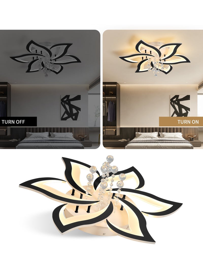 Modern Black Crystal LED Embedded Ceiling Light With Remote Control is Suitable For Living Room  Bedroom  Dining Room And Children's Room Lights