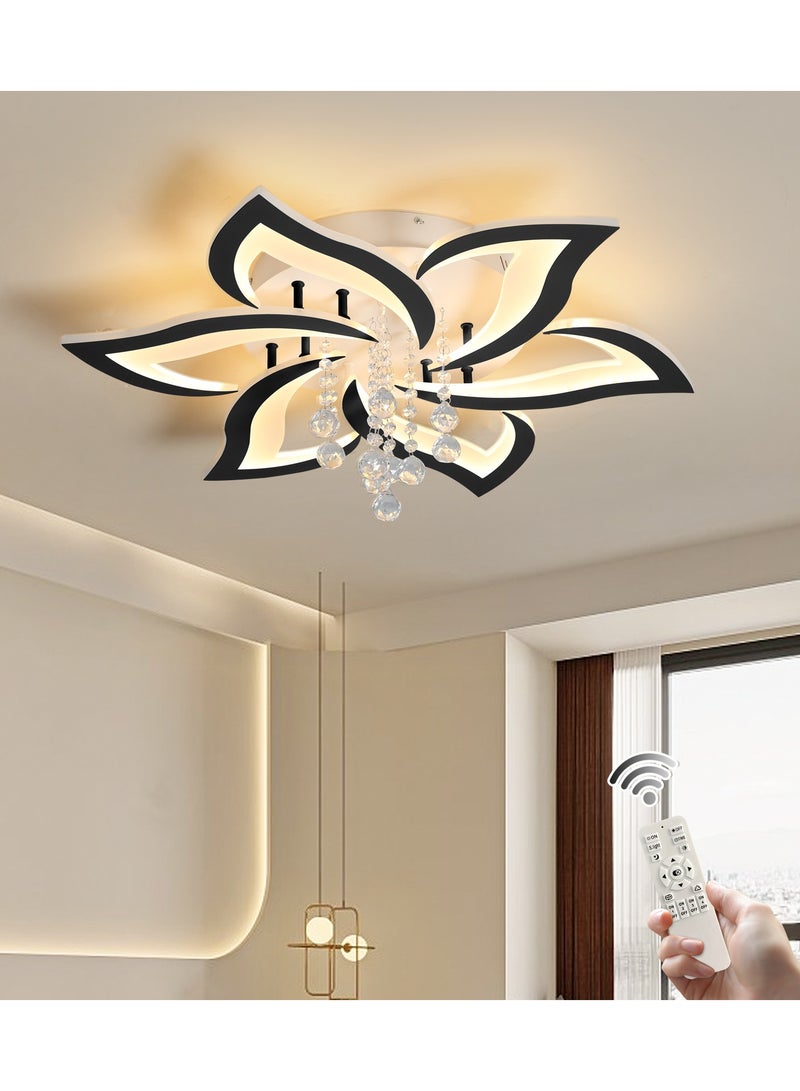 Modern Black Crystal LED Embedded Ceiling Light With Remote Control is Suitable For Living Room  Bedroom  Dining Room And Children's Room Lights