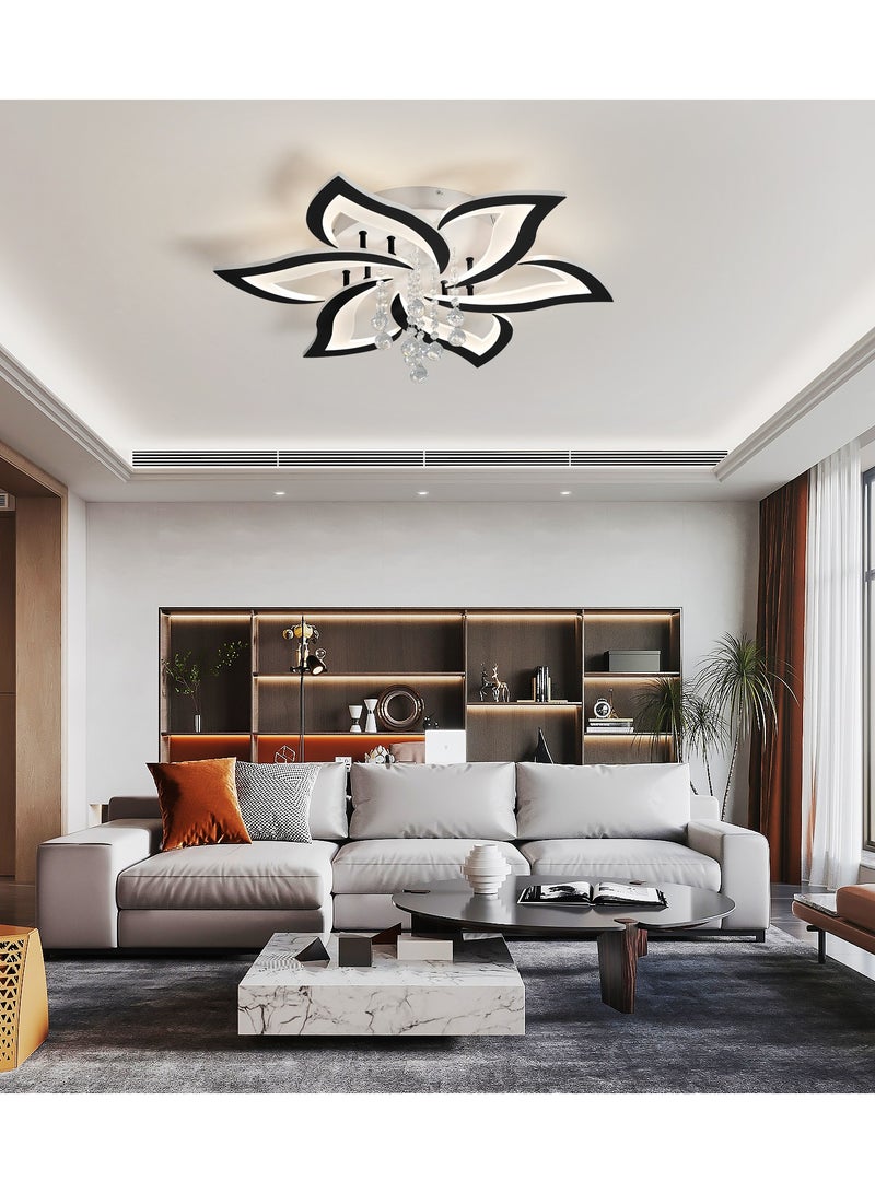 Modern Black Crystal LED Embedded Ceiling Light With Remote Control is Suitable For Living Room  Bedroom  Dining Room And Children's Room Lights