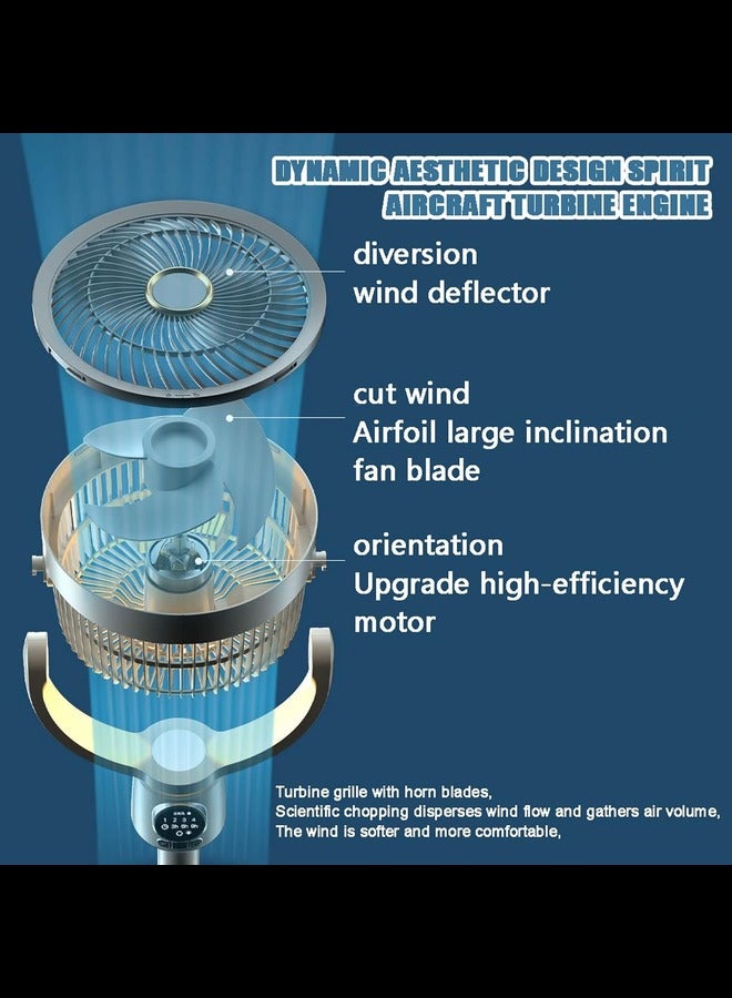 USB Floor fan Portable Standing Fan Oscillating Pedestal Fan with Remote Controller Night Light,140° Swivel Pedestal Fans with 9H Timer 5 Speeds Adjustable