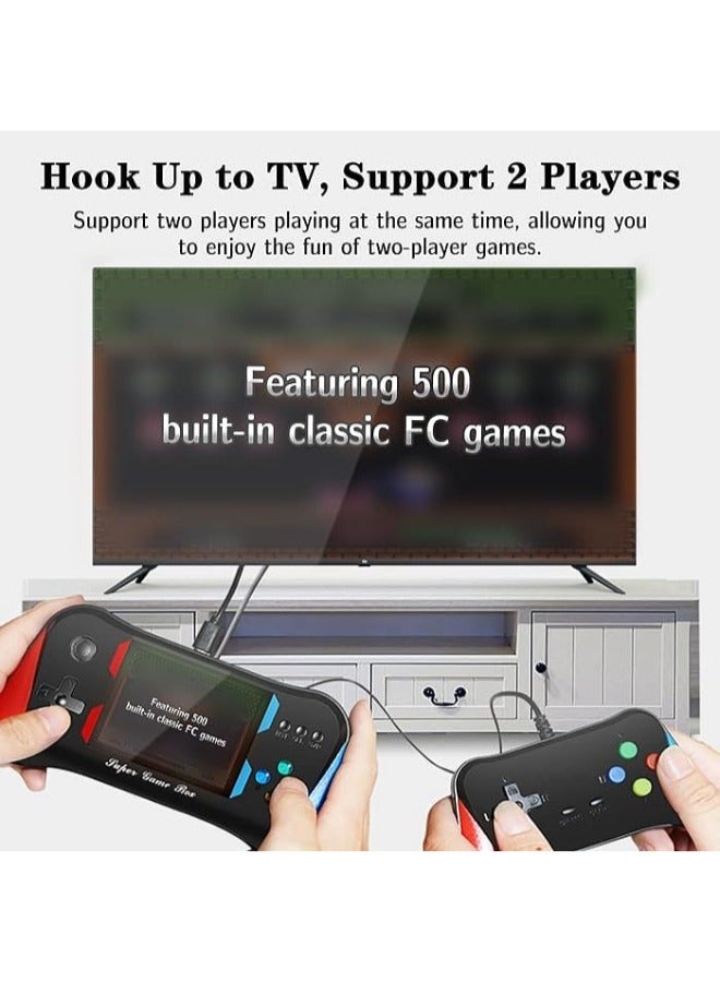 Handheld Game Console for Kids Adults, 3.5'' LCD Screen Retro Handheld Video Game Console, Preloaded 500 Classic Retro Video Games with Rechargeable Battery, Support 2 Players and TV Connection (AA)