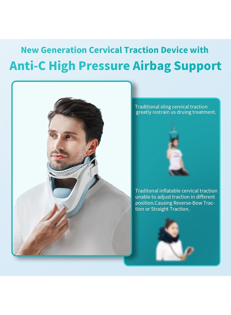 Cervical Neck Traction Device Adjustable Ergonomic Neck Stretcher for Pain Relief Cervical Spine Alignment Neck Brace with Airbag Support