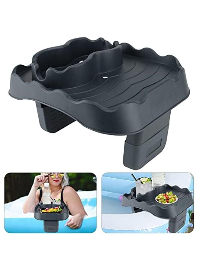 Hot Tub Table Shelf with Drainage Holes, Non-Slip Adjustable Hot Tub Side Table for Swimming Pools, Spa Bathtub (Grey)