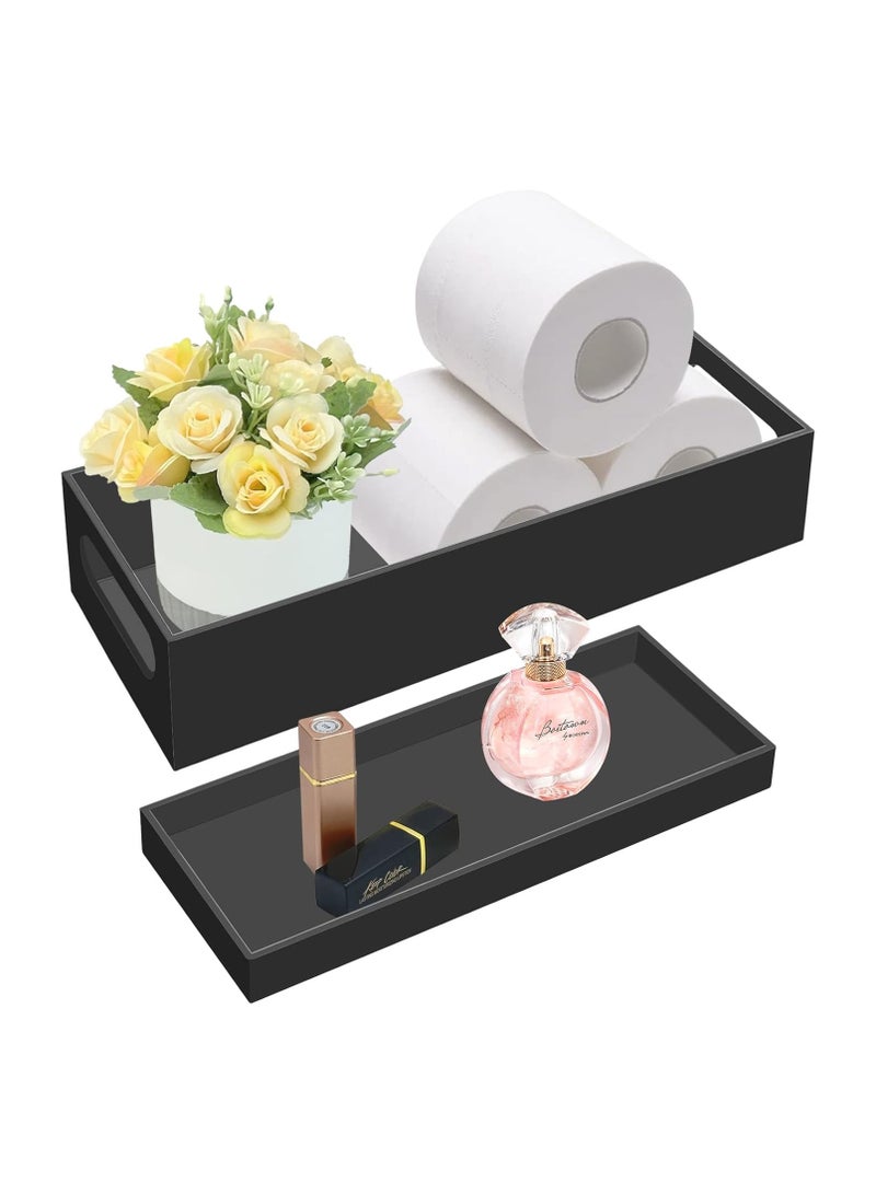 Toilet Tank Basket, Acrylic Toilet Paper Storage Basket, Modern Black Toilet Paper Tray for Bathroom.