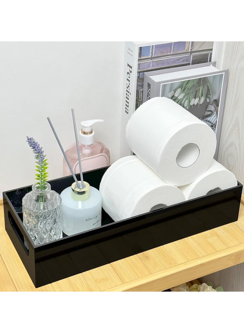 Toilet Tank Basket, Acrylic Toilet Paper Storage Basket, Modern Black Toilet Paper Tray for Bathroom.