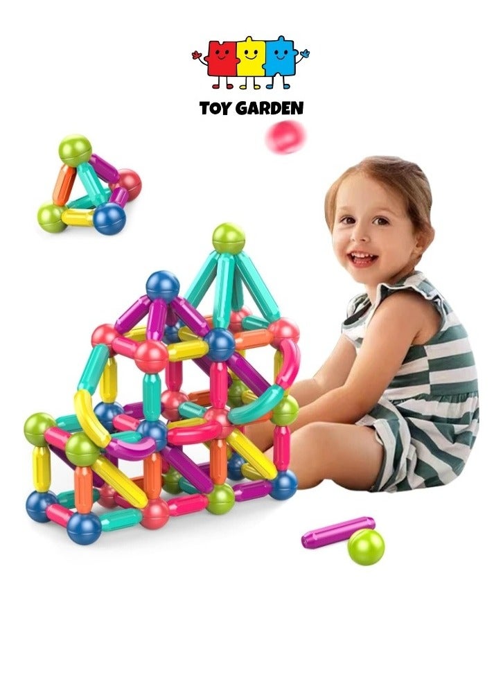 STEM Magnetic Stacking Toys for Kids | 40-Piece Balls & Rods Building Set | Educational Magnetic Sticks & Blocks | Fun for Boys & Girls