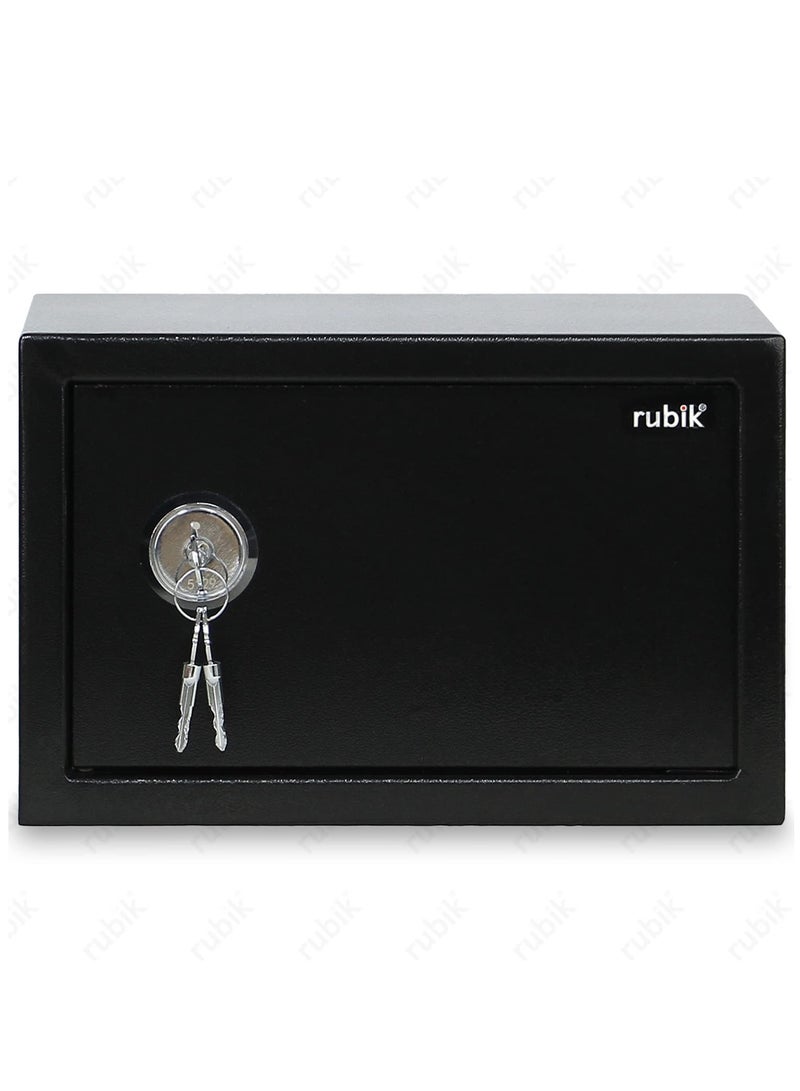 Key Operated Safe Box for Home Office Cash Passport Jewelry Security RB20K (20x31x20cm) Black