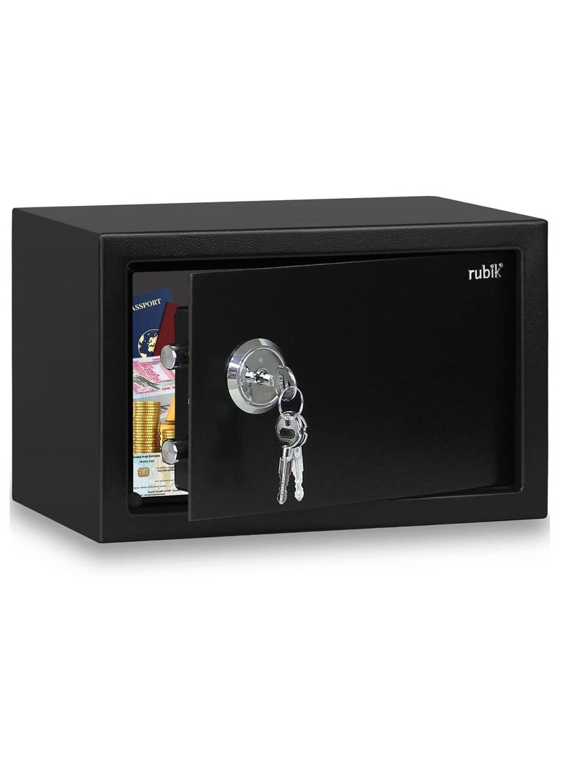 Key Operated Safe Box for Home Office Cash Passport Jewelry Security RB20K (20x31x20cm) Black