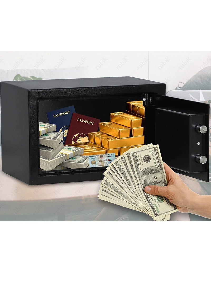 Key Operated Safe Box for Home Office Cash Passport Jewelry Security RB20K (20x31x20cm) Black