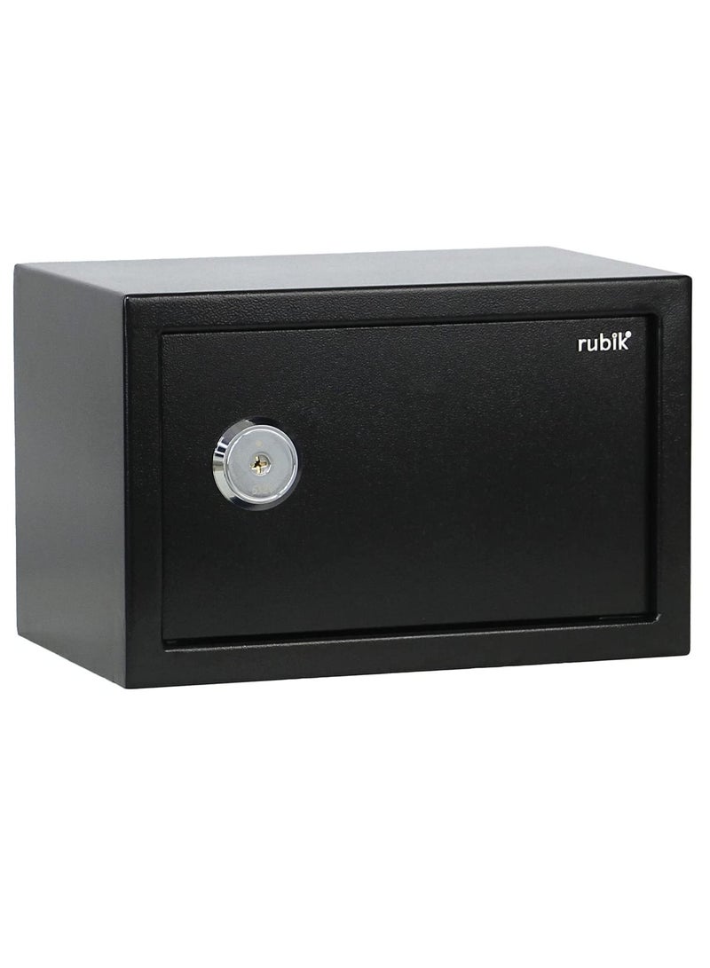 Key Operated Safe Box for Home Office Cash Passport Jewelry Security RB20K (20x31x20cm) Black