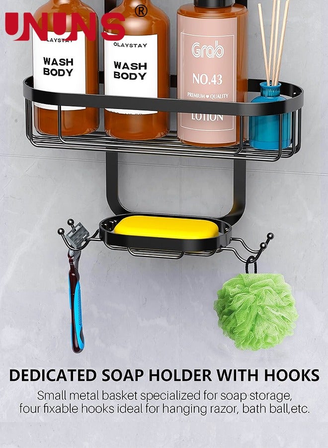 Hanging Shower Caddy,Bathroom Hanging Shower Organizer,Over Head Shower Caddy Shower Storage Rack Basket With Hooks For Razor And Sponge Rustproof,Black