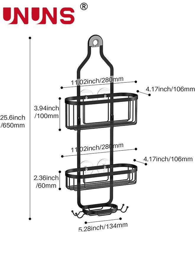 Hanging Shower Caddy,Bathroom Hanging Shower Organizer,Over Head Shower Caddy Shower Storage Rack Basket With Hooks For Razor And Sponge Rustproof,Black