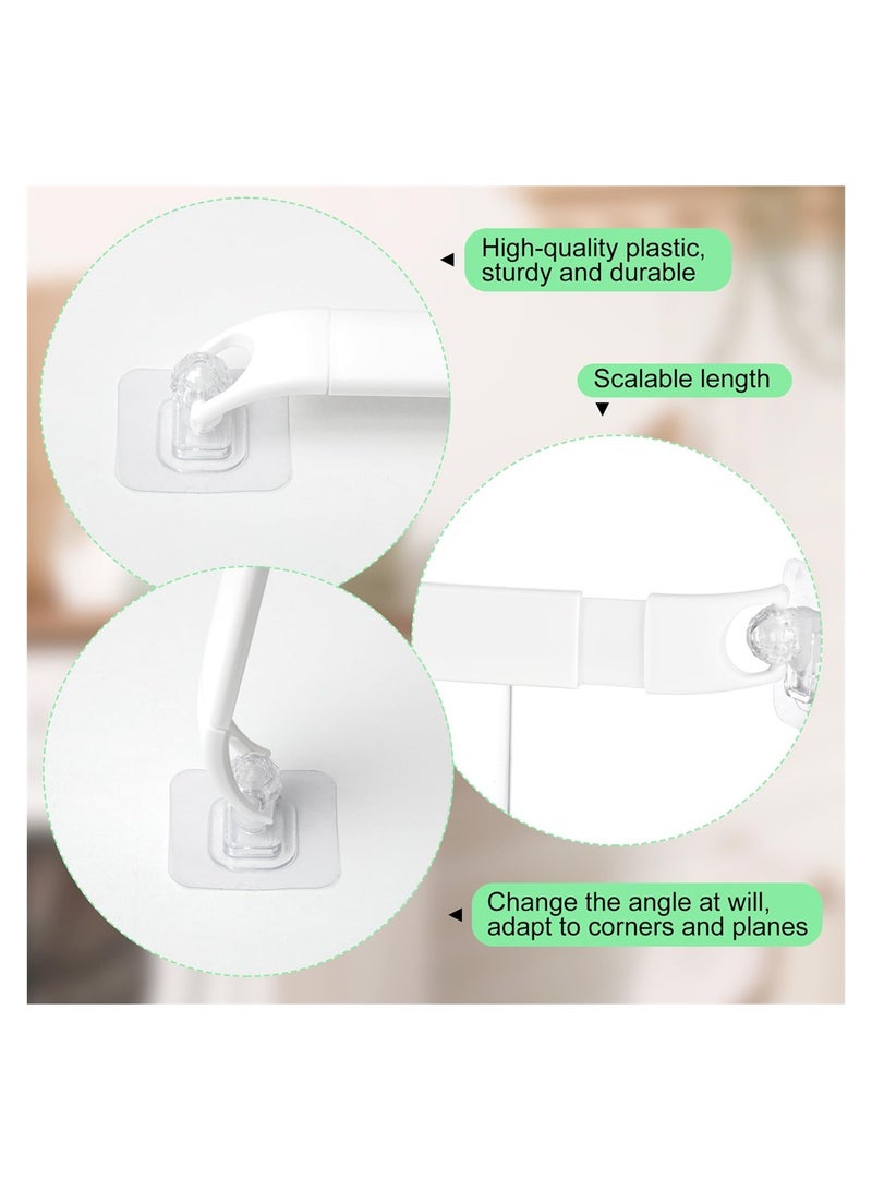 Shower Corner Storage Bar, 2 Pcs Travel Trailer Camper RV Accessories for Inside Hanging Securing Toiletries, Adjustable White Corner Shelves, RV Bathroom Organization Must Have Accessories