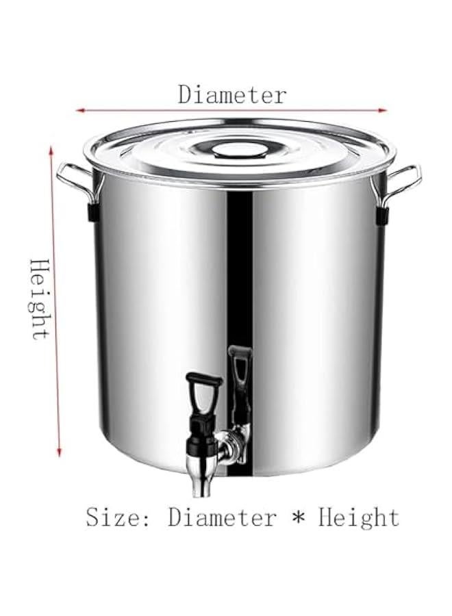 Stainless Steel Stock Pot - Stock Pot With Sot, Round Stock Pot With Soft-Touch Handles, Stainless Steel Soup Stockpot Composite Bottom 5L Wine Bucket,Thicken Milk Can With Tap Stock Pot (Size