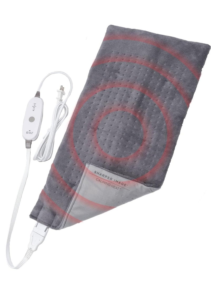 Calming Heat Massaging Weighted Heating Pad by Sharper Image - Electric Heating Pad with Massaging Vibrations, Auto - Off,12 Settings - 3 Heat, 9 Massage - Pain Relief