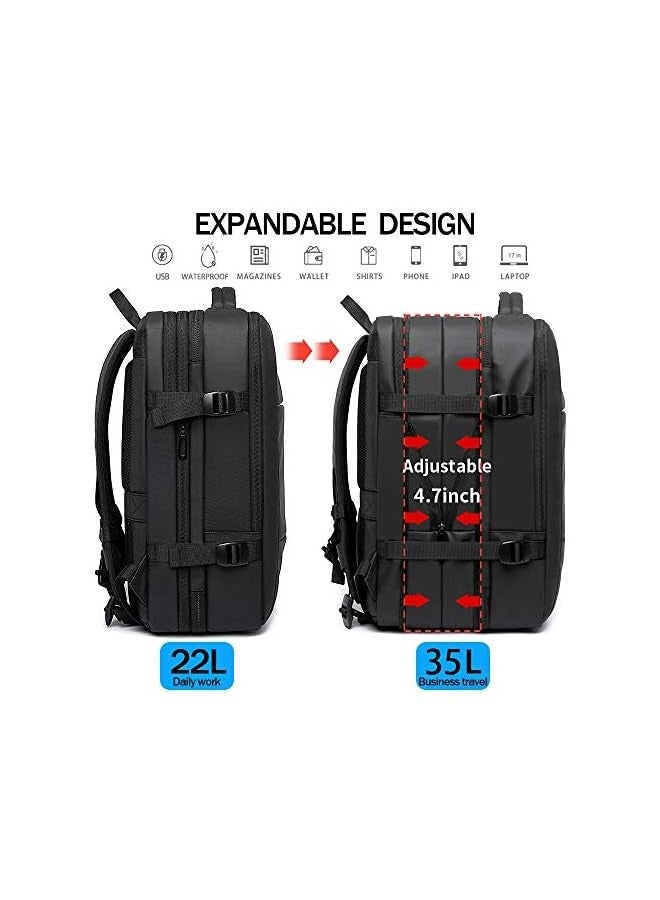 Travel Backpack,Flight Approved Carry On Backpack for International Travel Bag, Water Resistant Durable 17-inch Laptop Backpacks,Large Daypack Business Weekender Luggage Backpack for Men Women