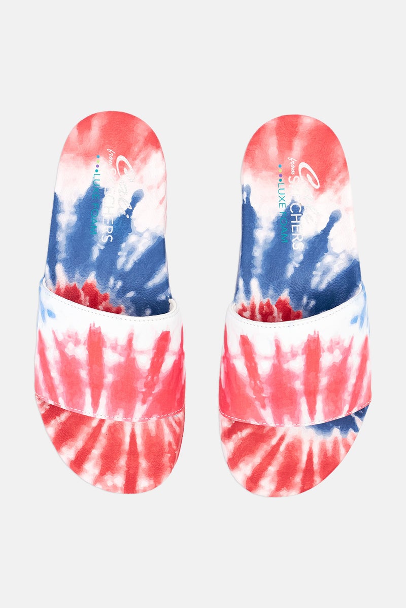 Women Tie Dye Slip On Slipper, Navy /Red