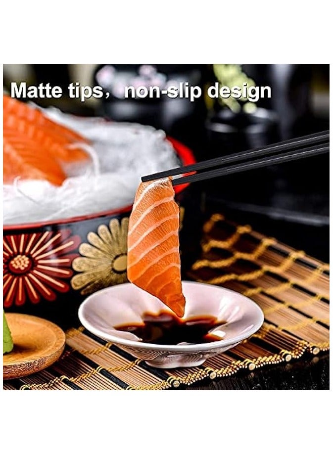 10 Pairs Chopsticks Reusable - 9.5 Inch Fiberglass Chopsticks Dishwasher Safe, Japanese Style Non-Slip Chop Sticks Pack