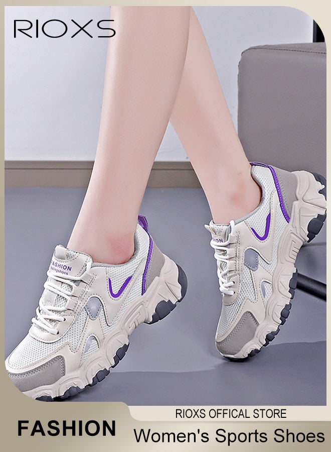 Women's Fashion Chunky Sports Shoes Platform Running Sneakers Casual Mesh Breathable Non-slip Comfort Walking Sneakers For Jogging