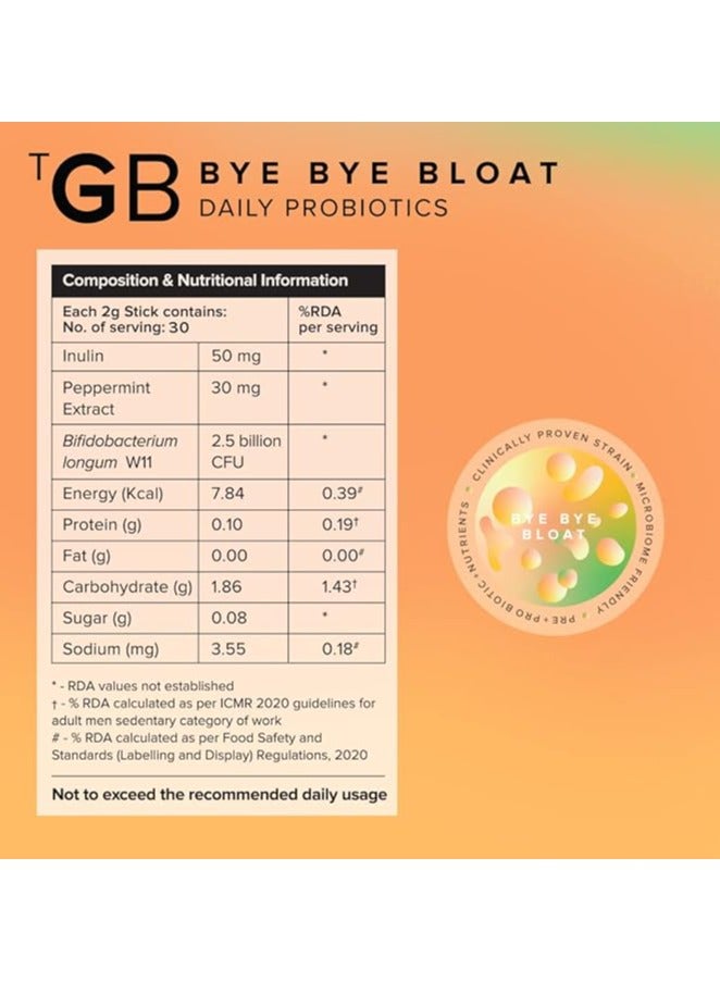 The Good Bug Byebye Bloat Supergut Powder For Healthy Digestion | Pre & Probiotic Supplement That Helps With Bloating, Gas & Heartburn | 2.5 Billion Cfu Of Clinically Proven Strain | 30 Days Pack