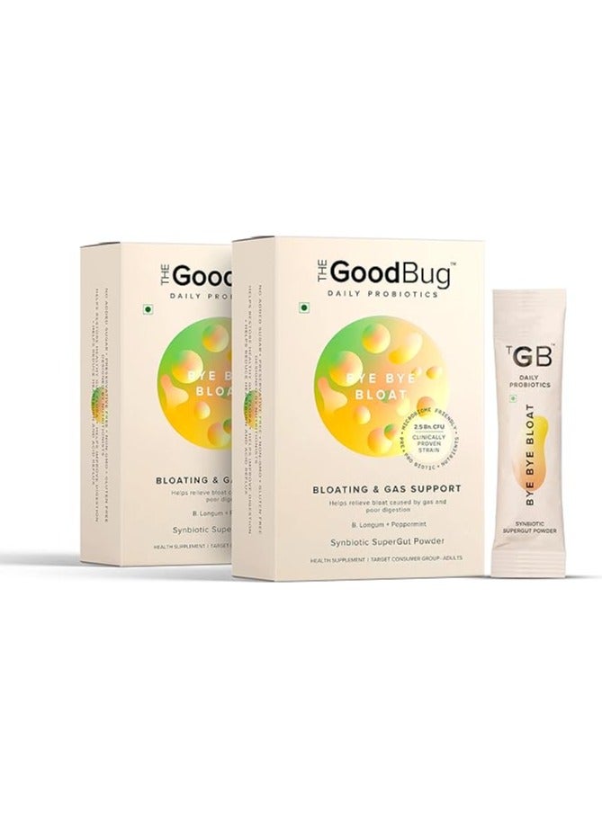 The Good Bug ByeBye Bloat SuperGut Powder for Healthy Digestion | Pre & Probiotic Supplement that helps with Bloating, Gas & Heartburn | 2.5 Billion CFU of Clinically Proven Strain | 60 Days Pack