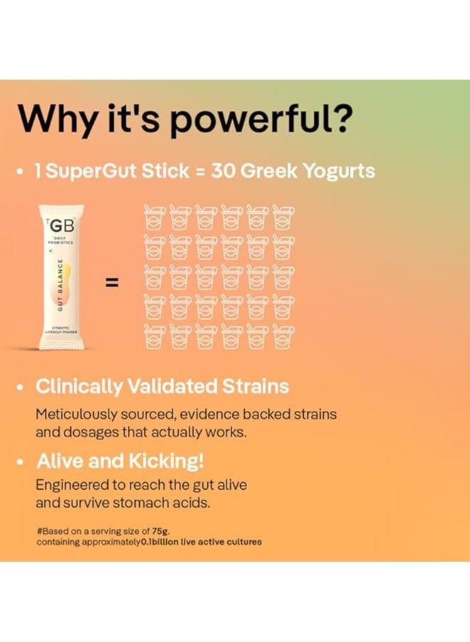 Gut Balance Super Stick Immunity Probiotics + Inulin + Vitamin C- For Men And Women, 30 Days Pack