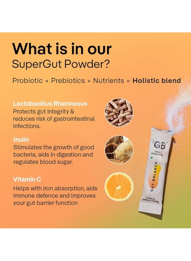 Gut Balance Super Stick Immunity Probiotics + Inulin + Vitamin C- For Men And Women, 30 Days Pack