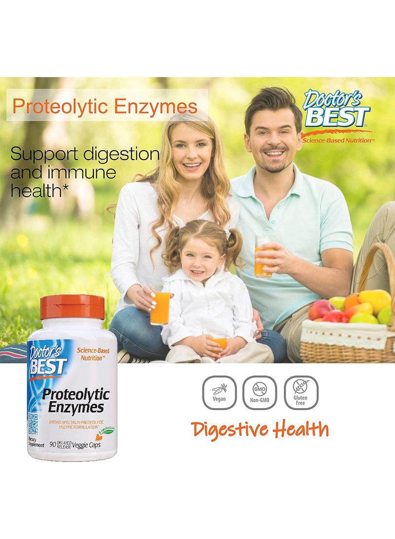 Proteolytic Enzymes Digestion Muscle Joint Nongmo Gluten Free Vegetarian 90 Veggie Caps