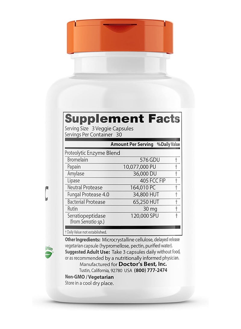 Proteolytic Enzymes Digestion Muscle Joint Nongmo Gluten Free Vegetarian 90 Veggie Caps