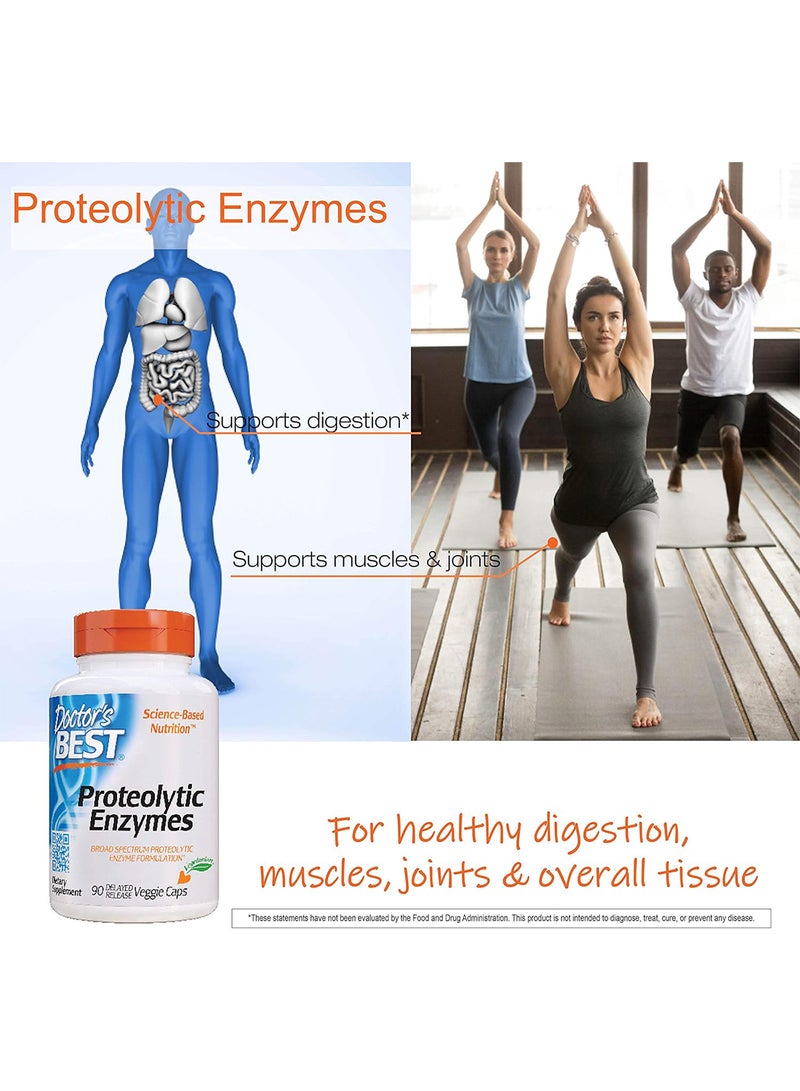 Proteolytic Enzymes Digestion Muscle Joint Nongmo Gluten Free Vegetarian 90 Veggie Caps