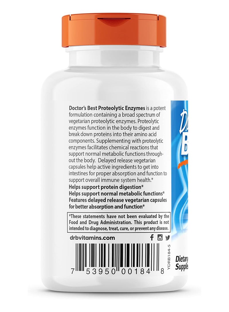 Proteolytic Enzymes Digestion Muscle Joint Nongmo Gluten Free Vegetarian 90 Veggie Caps