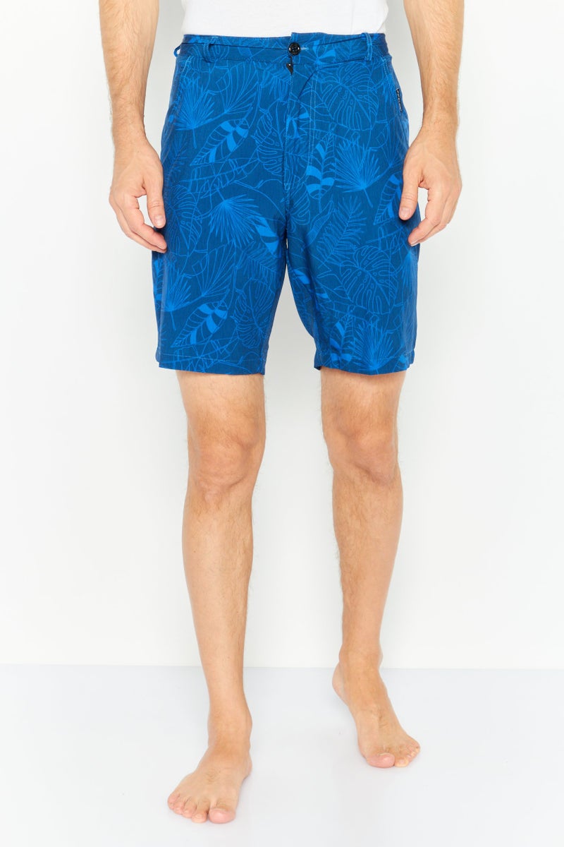 Men Allover Print Swim Shorts, Blue